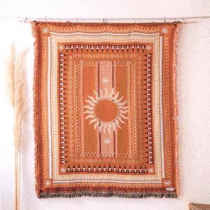 Sunset Orange/Blue Afghan Rug